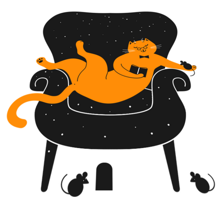 Χαλί με εκτύπωση ζώου Γάτα και ποντίκι - TenStickers