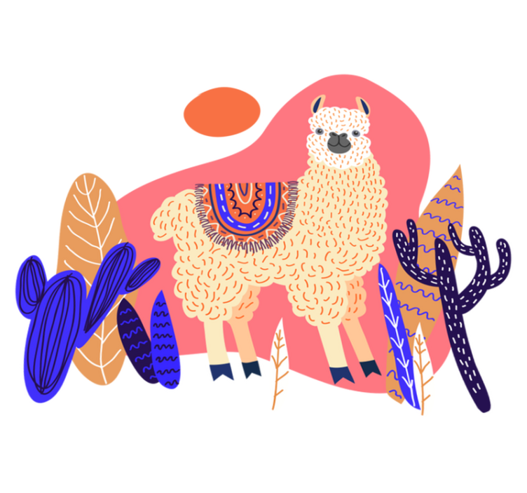 Χαλί με εκτύπωση ζώου Λάμα και κάκτος Περού - TenStickers