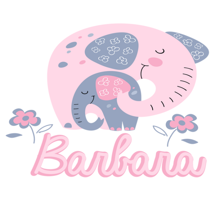 Χαλί με εκτύπωση ζώου ελέφαντες με καρδιές και όνομα - TenStickers