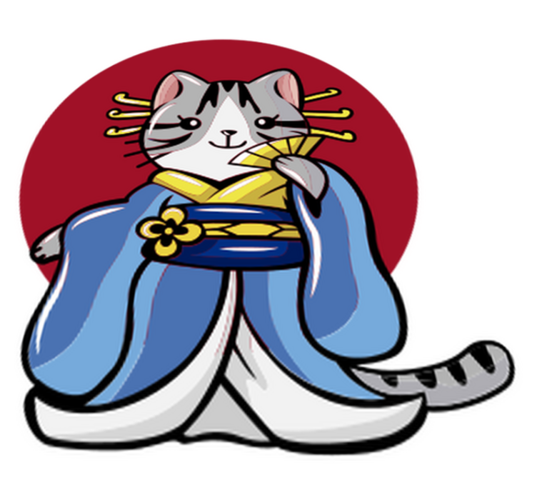 Χαλί με εκτύπωση ζώου ιαπωνική διακοσμητική γάτα - TenStickers