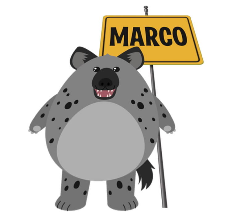 Χαλί με εκτύπωση ζώου υαινίδα με όνομα - TenStickers