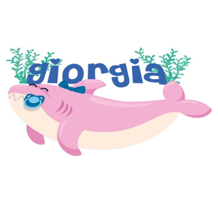 Χαλί με εκτύπωση ζώου μωρού καρχαρία με όνομα κορίτσι - TenStickers