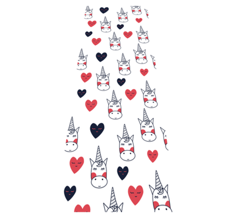 Χαλί κρεβατοκάμαρας με σχέδιο μονόκερου και καρδιές - TenStickers