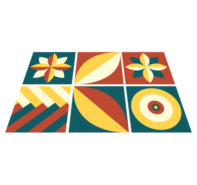 Χαλί γεωμετρικού σχεδιασμού πράσινο και πορτοκαλί σχέδιο - TenStickers