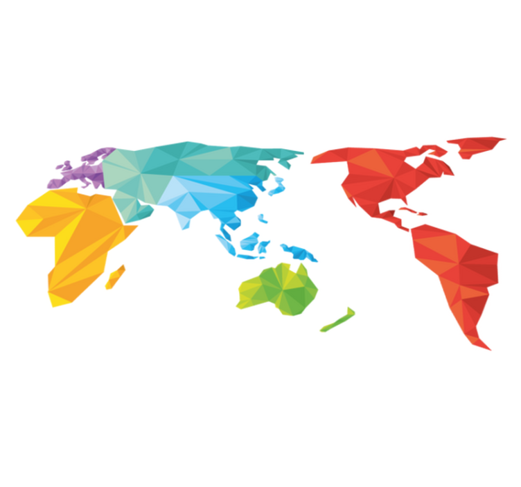 Χαλί γεωμετρικού σχεδιασμού χάρτης κόσμου σε χρώματα - TenStickers