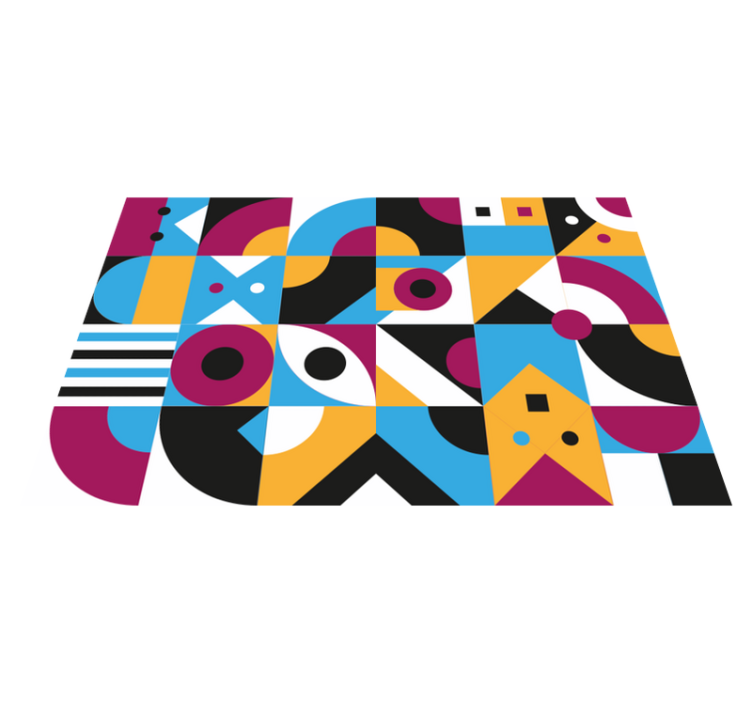 Χαλί γεωμετρικού σχεδιασμού ζωντανά αφηρημένα στοιχεία - TenStickers