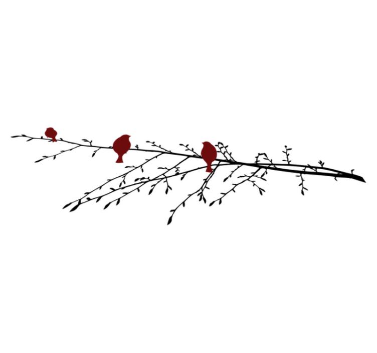 Χαλί κρεβατοκάμαρας κόκκινα πουλιά σε κλαδί - TenStickers