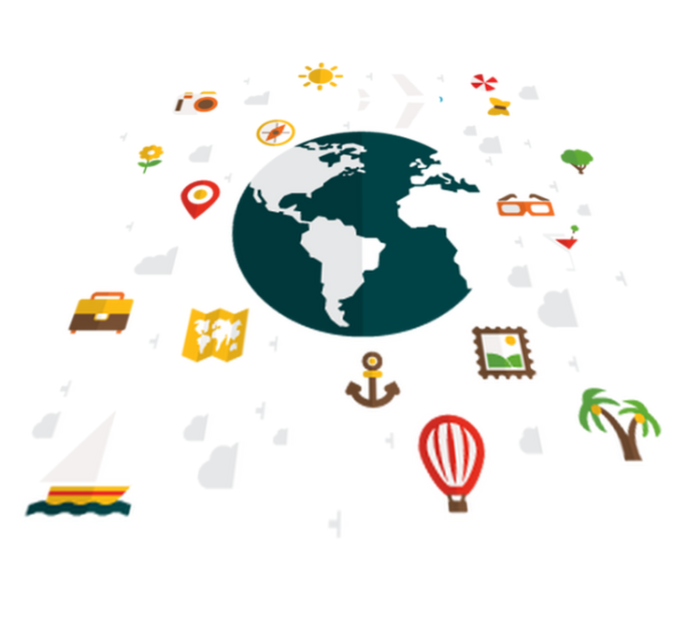 Χαλί κρεβατοκάμαρας Ταξιδεύοντας τον κόσμο - TenStickers