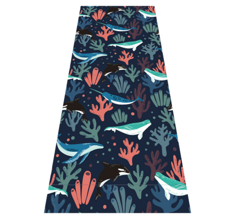 Χαλί κρεβατοκάμαρας με ζωηρά θαλάσσια ζώα σε μπλε φόντο - TenStickers