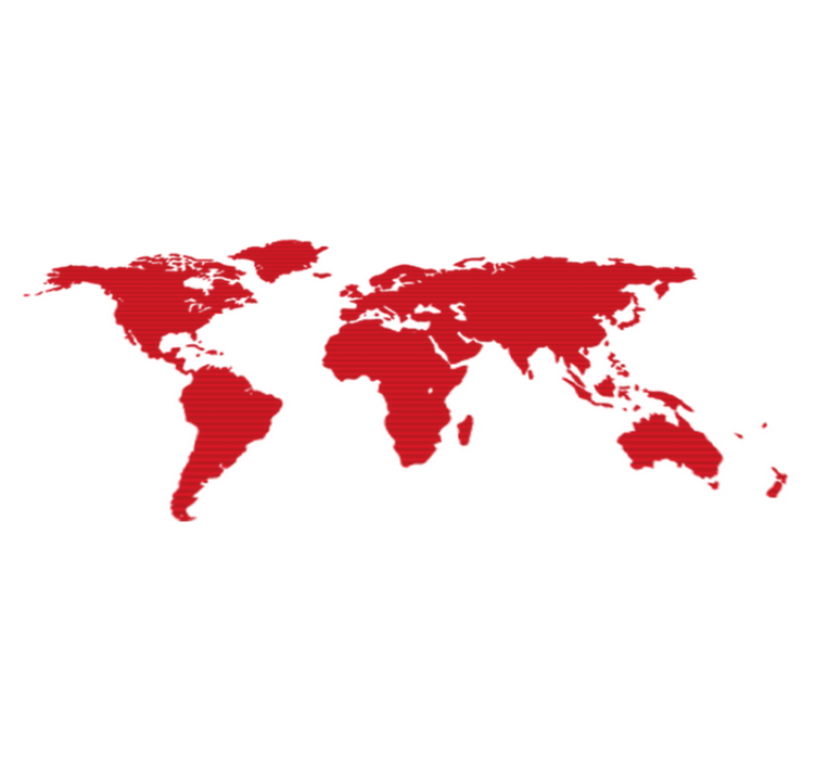 Χαλί κρεβατοκάμαρας παγκόσμιος χάρτης με κόκκινες γραμμές - TenStickers