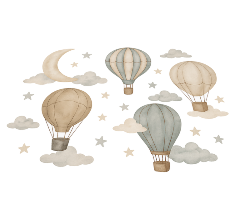 Χαλί κρεβατοκάμαρας με αστερίες μπαλόνια - TenStickers