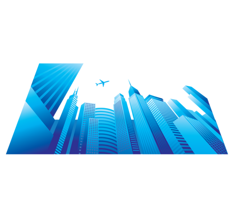 Χαλί κρεβατοκάμαρας με διακόσμηση πόλης και αεροπλάνο - TenStickers