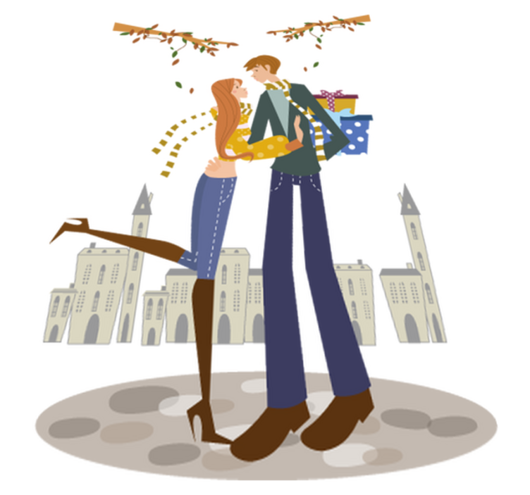 Χαλί κρεβατοκάμαρας διακοσμητικό βινύλιο φθινοπωρινό ζευγάρι - TenStickers