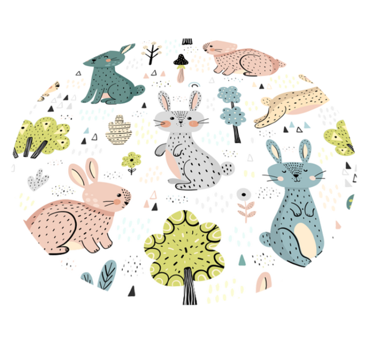 πανέμορφο παιδικό χαλί βινυλίου με ωραία λαγουδάκια - TenStickers