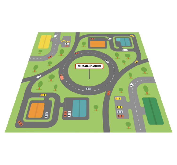 τετράγωνο χαλί βινυλίου πόλης με εξατομικευμένο όνομα - TenStickers