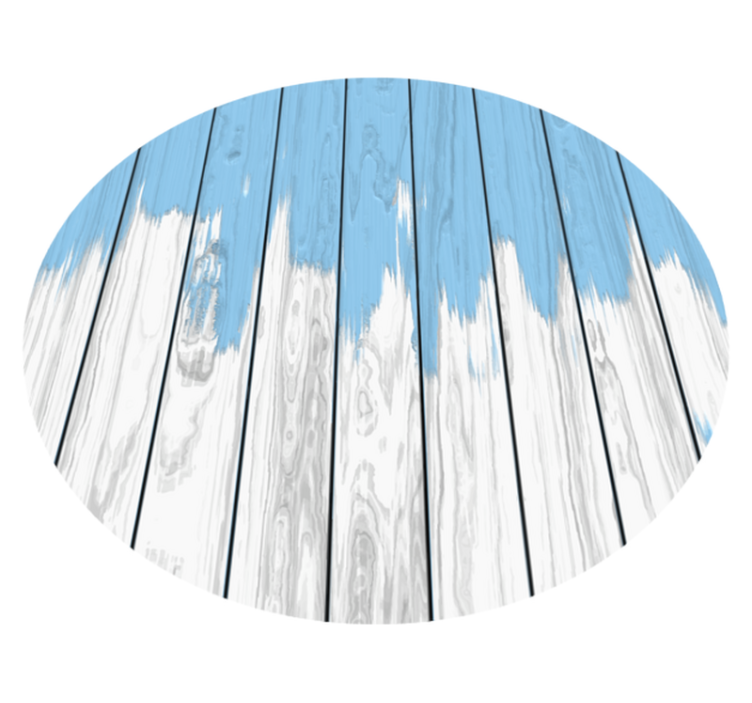 στρογγυλό λευκό και μπλε ξύλινο χαλί από βινύλιο - TenStickers