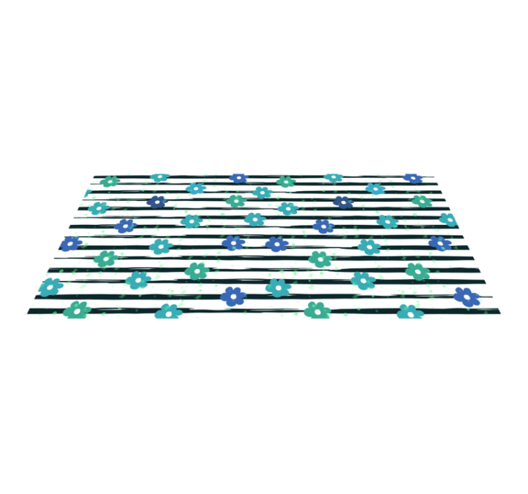 αρκετά χαλί από ριγέ βινύλιο με λουλούδια - TenStickers