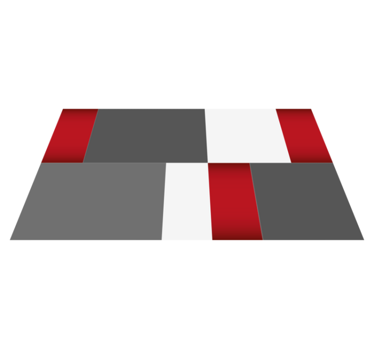 κόκκινο, λευκό και γκρι πλακάκια γεωμετρικά χαλιά - TenStickers