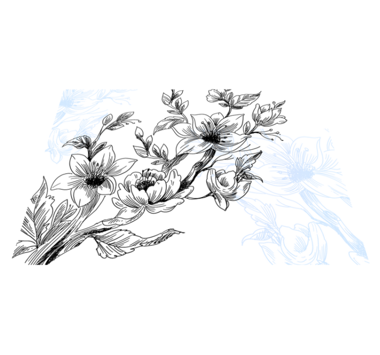 μπλε κλαδιά φύση βινυλίου χαλί - TenStickers