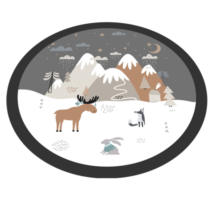 παιδικό σκανδιναβικό τοπίο και ζώα χαλί βινυλίου - TenStickers