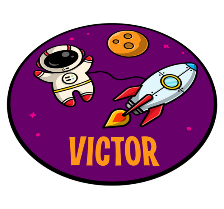 πλανήτες και κοσμοναύτης σε μωβ προσαρμοσμένο χαλί - TenStickers