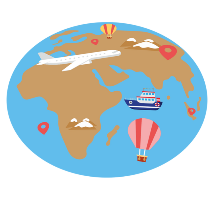 μέθοδοι μεταφοράς παγκόσμιος χάρτης χαλί βινυλίου - TenStickers