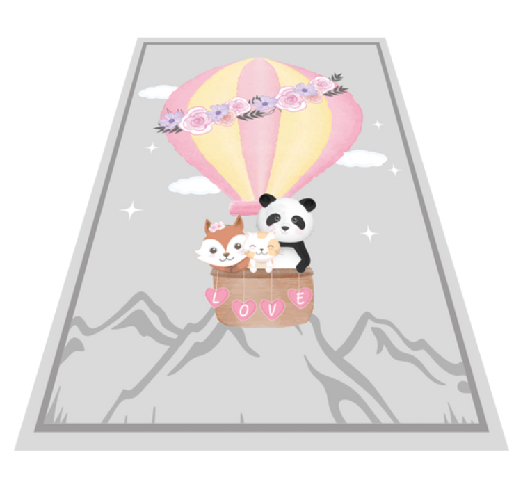 σκανδιναβικά ζώα σε αερόστατο παιδικό χαλάκι - TenStickers