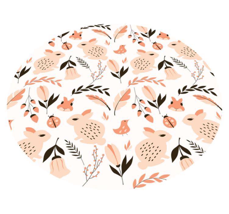 παιδικό χαλί δαπέδου απαλό λουλουδάτο λαγουδάκι - TenStickers