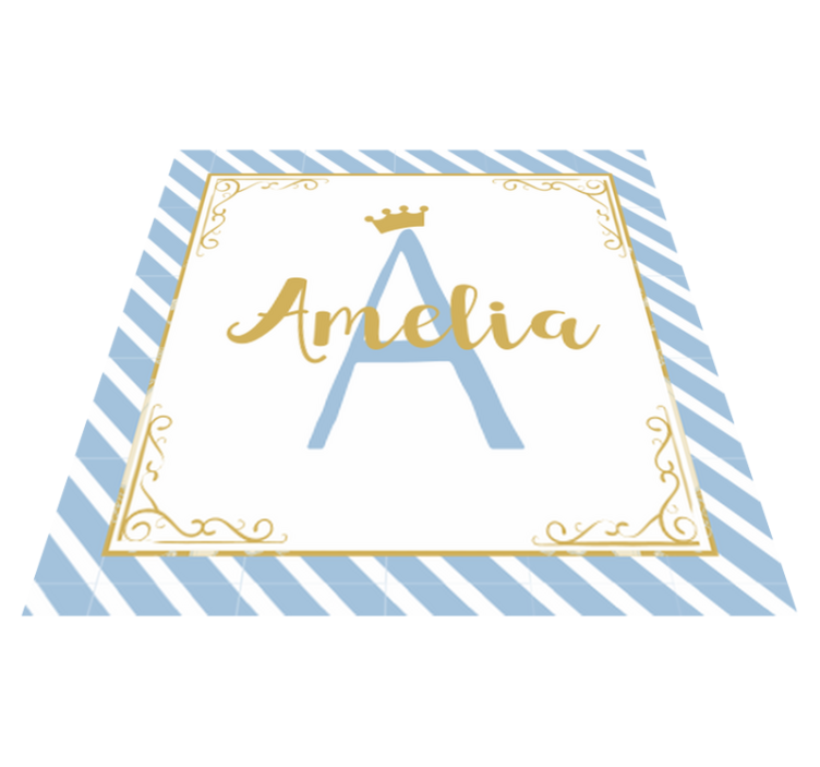 στέμμα αρχικό και όνομα παιδικό χαλί βινυλίου - TenStickers