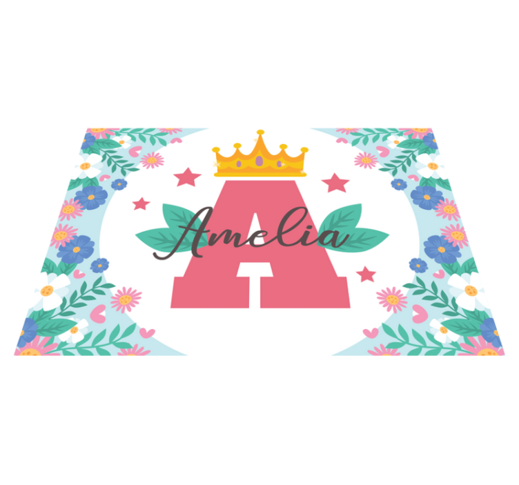 στέμμα έναστρο αρχικό παιδικό χαλί βινυλίου πριγκίπισσα - TenStickers