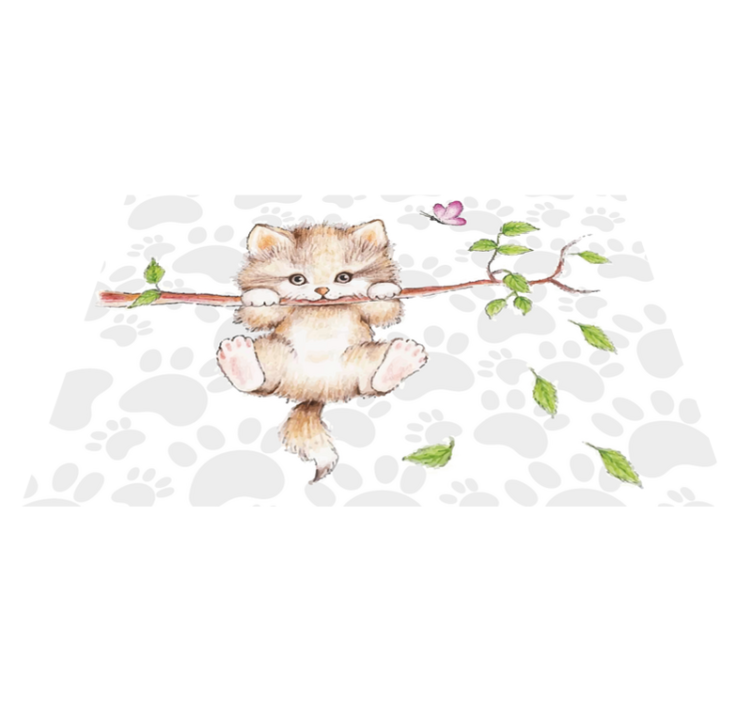 γάτα που κρέμεται από ένα χαλί κρεβατοκάμαρας δέντρων - TenStickers