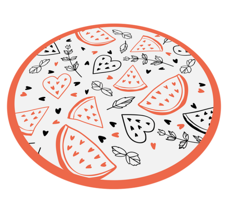 καρπούζι μαύρες καρδιές πλακάκια δαπέδου κουζίνας - TenStickers