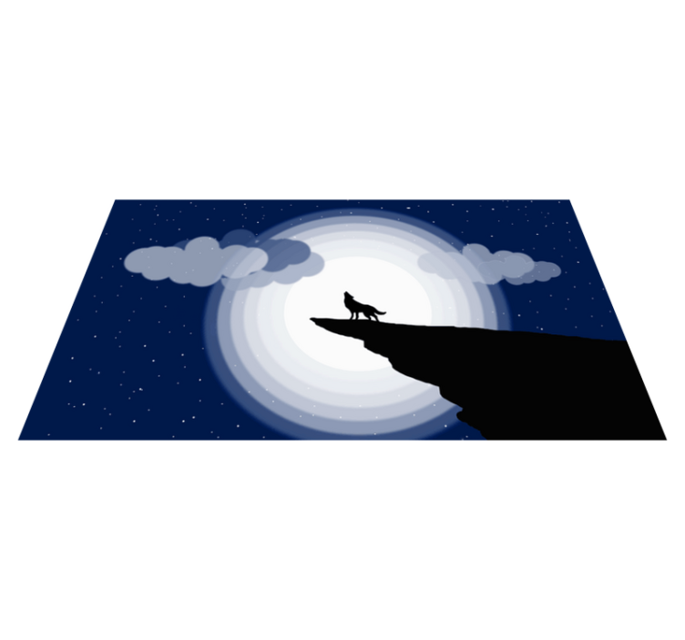 λύκος σιλουέτα φεγγάρι πίσω από το σύγχρονο χαλί - TenStickers
