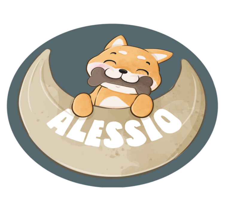 μοκέτα βινυλίου κουτάβι με κόκκαλο και όνομα - TenStickers