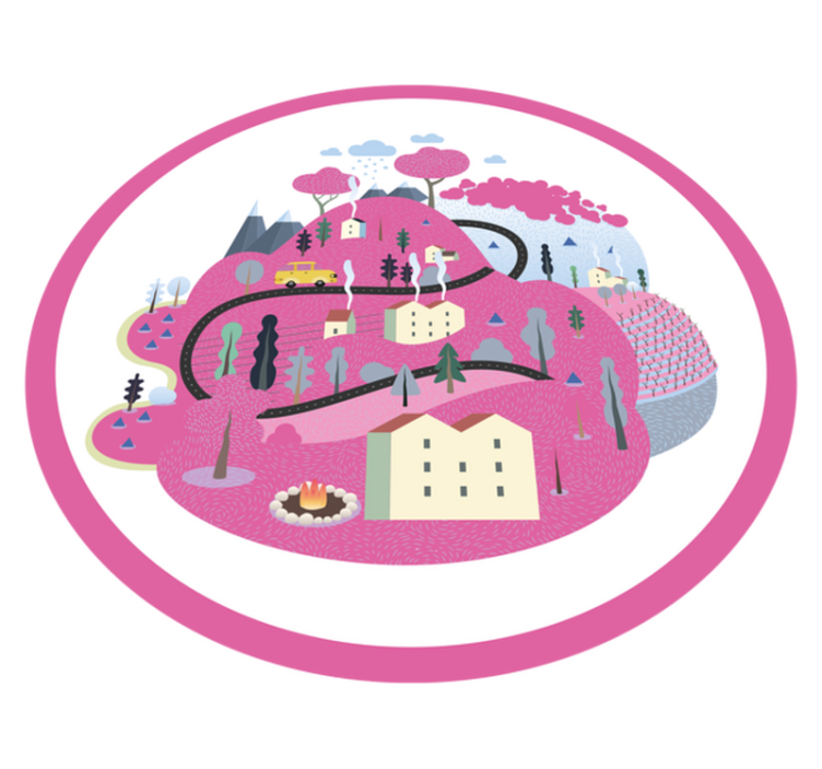 Δρόμος χάρτης παιδικό xαλί πολύχρωμο τοπίο χωριού - TenStickers