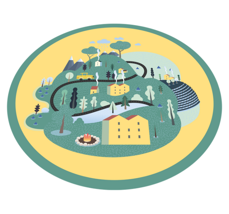 Δρόμος χάρτης παιδικό xαλί παιχνιδιάρικο ταξίδι στο τοπίο - TenStickers