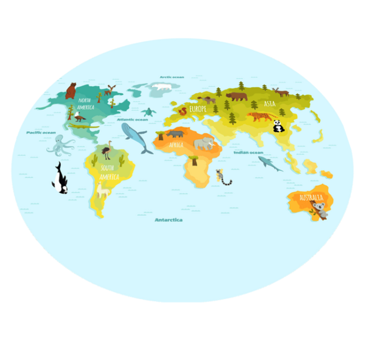 πολύχρωμο σχέδιο με τυπικά χαλιά χαρτών ζώων - TenStickers