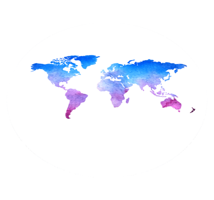 χαλί παγκόσμιου χάρτη κυκλική υφή ακουαρέλας. - TenStickers