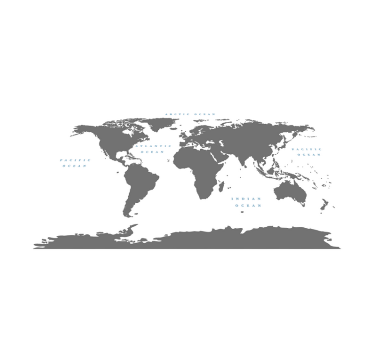 γκρι ηπείρους με λευκό φόντο χαλί χάρτη - TenStickers