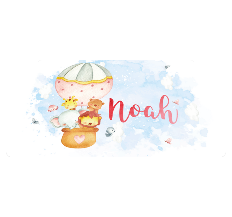 Βινυλιακό χαλί νηπιαγωγείου περιπέτεια με μπαλόνια με όνομα - TenStickers