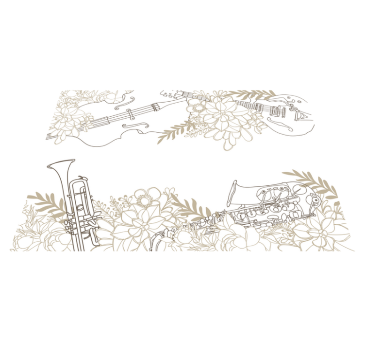 μουσικό όργανο με λουλούδια κρεβατοκάμαρα - TenStickers