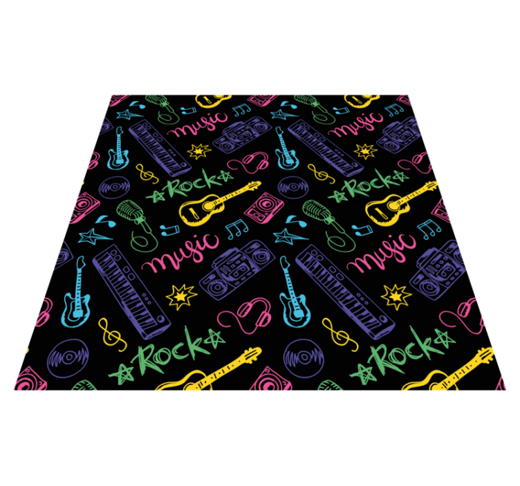 επίπεδα εικονίδια μουσικά όργανα τετράγωνο χαλί βινυλίου - TenStickers