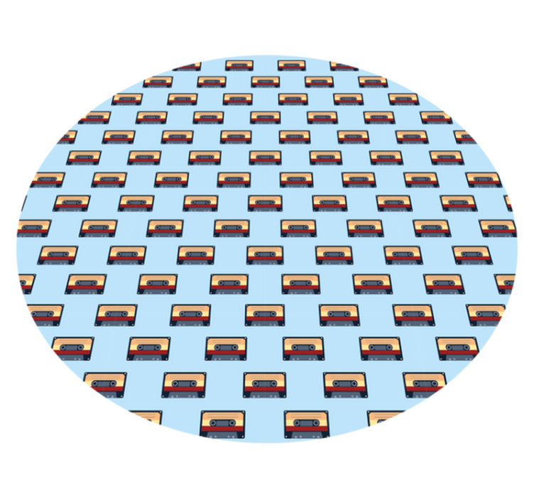 μουσικά σύμβολα ρετρό κασέτες κυκλικό χαλί - TenStickers