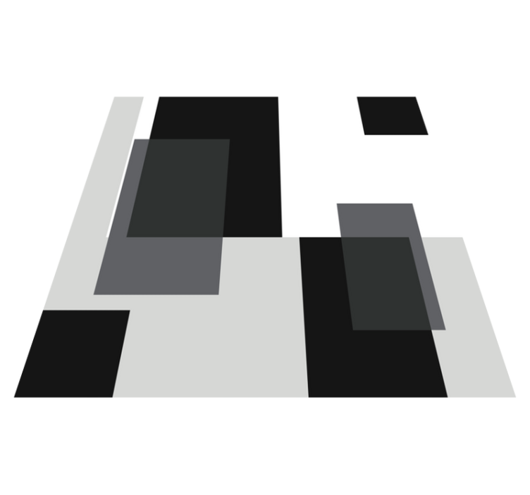 ασπρόμαυρο χρώμα μπλοκ τετράγωνο χαλί βινυλίου - TenStickers