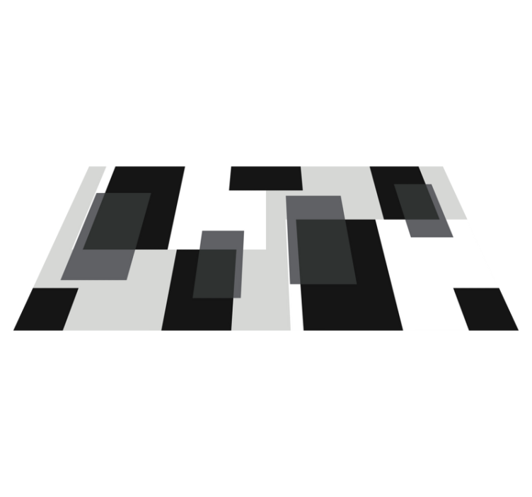 ασπρόμαυρο χρώμα μπλοκ ορθογώνιο χαλί - TenStickers