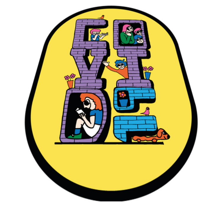 μοκέτα βινυλίου χαρακτήρες covid που μένουν σπίτι - TenStickers