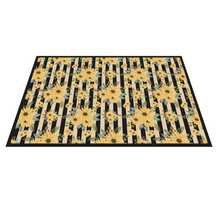 φθινοπωρινά ηλιοτρόπια σε χαλί με μαύρες ρίγες - TenStickers