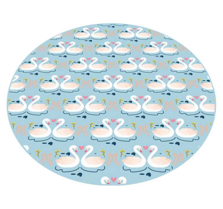 γαλάζιο με κύκνους χαλί κυκλικό - TenStickers