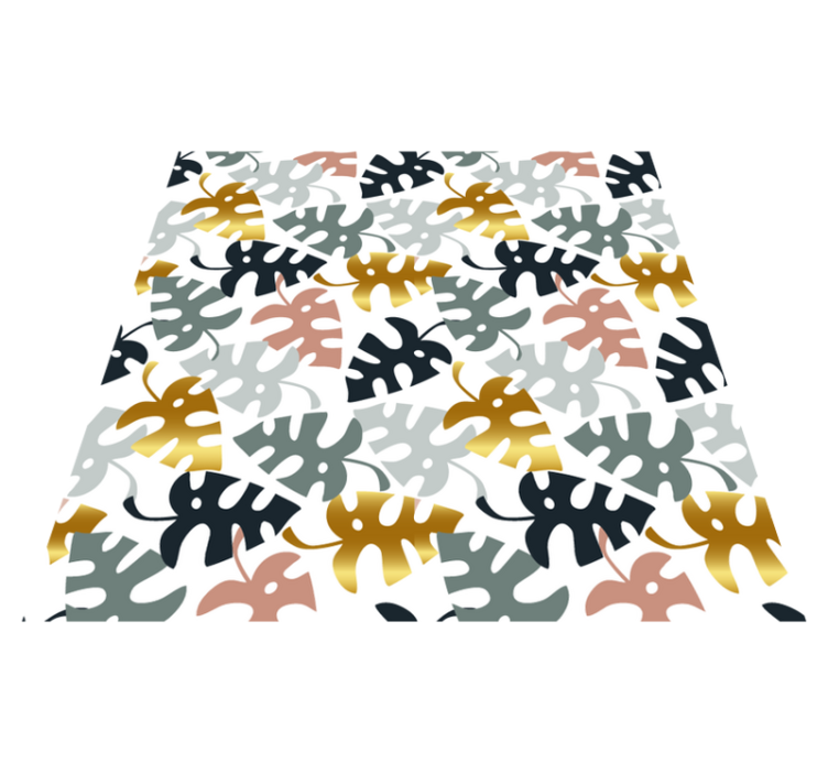 χρυσό και πολύχρωμο φύλλο τετράγωνο χαλί βινυλίου - TenStickers