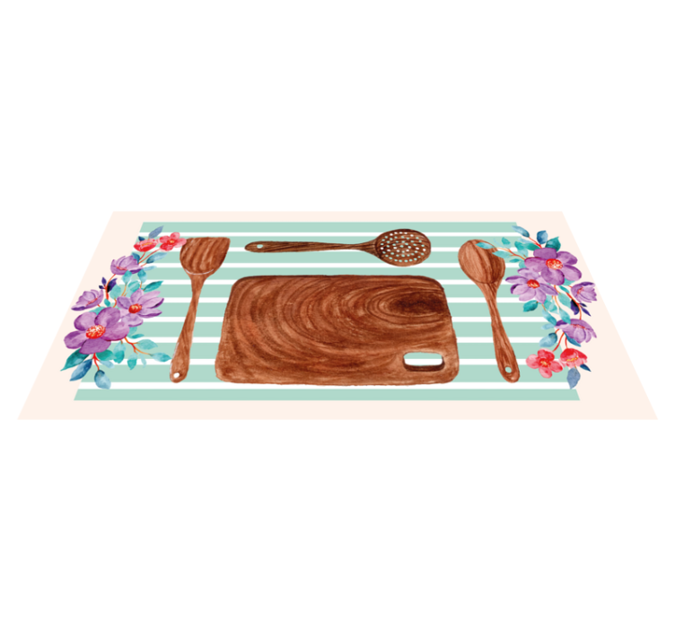 ξύλινα σκεύη με λουλούδια πέτρινα πλακάκια δαπέδου - TenStickers